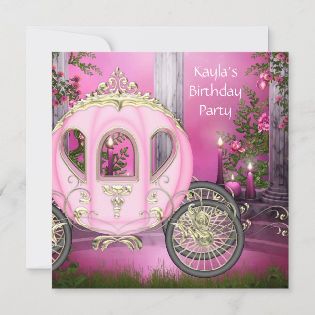 Carriage Pink Princess Birthday Party Invitation (Front)