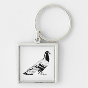 Carrier Pigeon Illustration Keychain