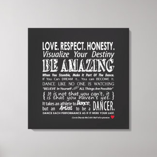 Carrie's Inspirational Dance Quotes 12x12 Canvas Print