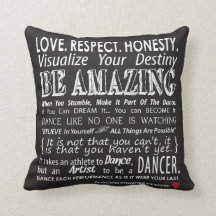 Carries Inspirational Dance Quotes Pillow- Black