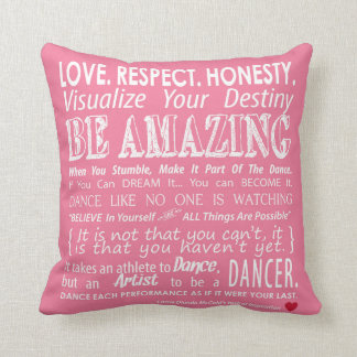 Carrie's Inspirational Dance Quotes Pillow- Pink Throw Pillow