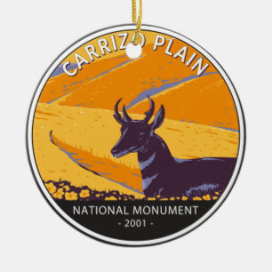 Carrizo Plain National Monument Vintage Circle  Ceramic Ornament