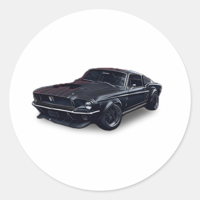 Carro Auto Negro cool car Classic Round Sticker (Front)