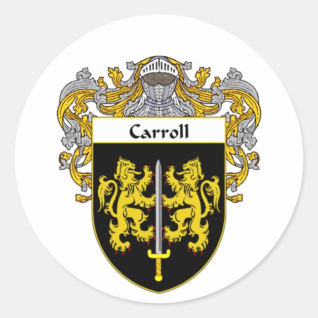 Carroll Coat of Arms (Mantled) Classic Round Sticker (Front)