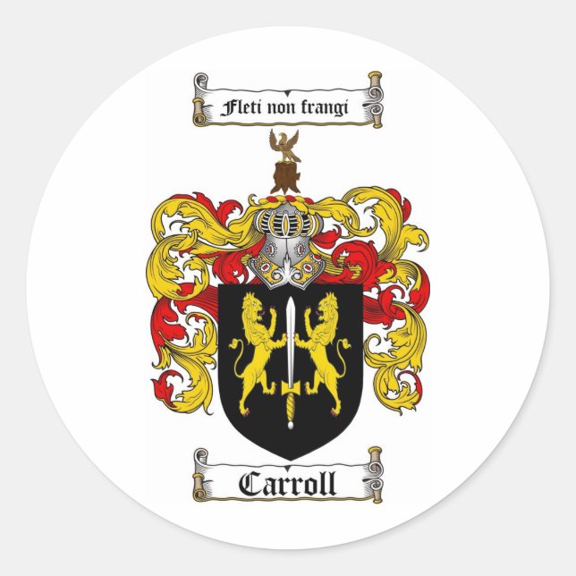 CARROLL FAMILY CREST -  CARROLL COAT OF ARMS CLASSIC ROUND STICKER (Front)