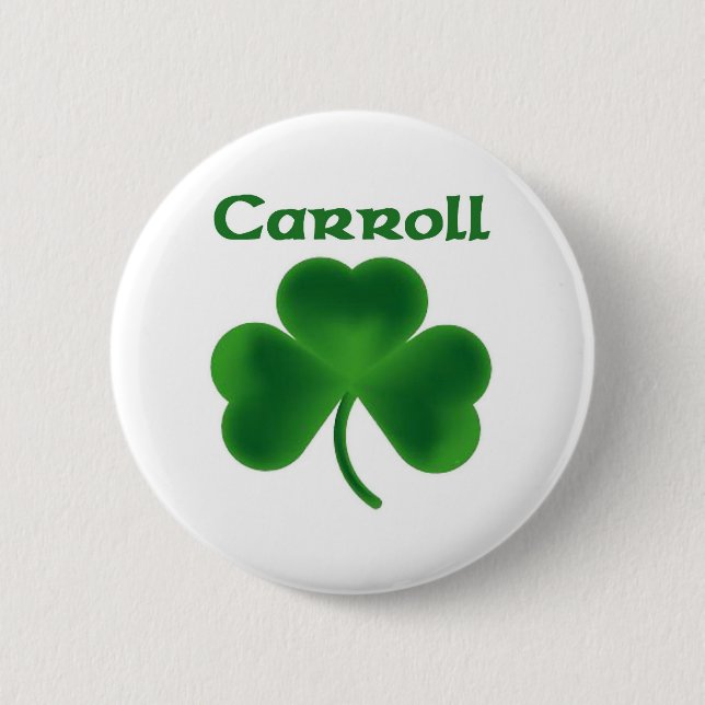 Carroll Shamrock 2 Inch Round Button (Front)