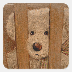 Carroll Teddy Bear Card Square Sticker