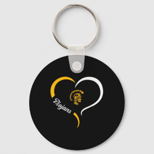 Carrollton Trojans Logo Half Heart Slogan Hs Keychain