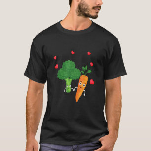 Carrot And Broccoli Happy Cute Vegetables Vegan Ve T-Shirt