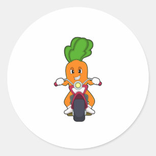 Carrot as Biker with Motorcycle.PNG Classic Round Sticker