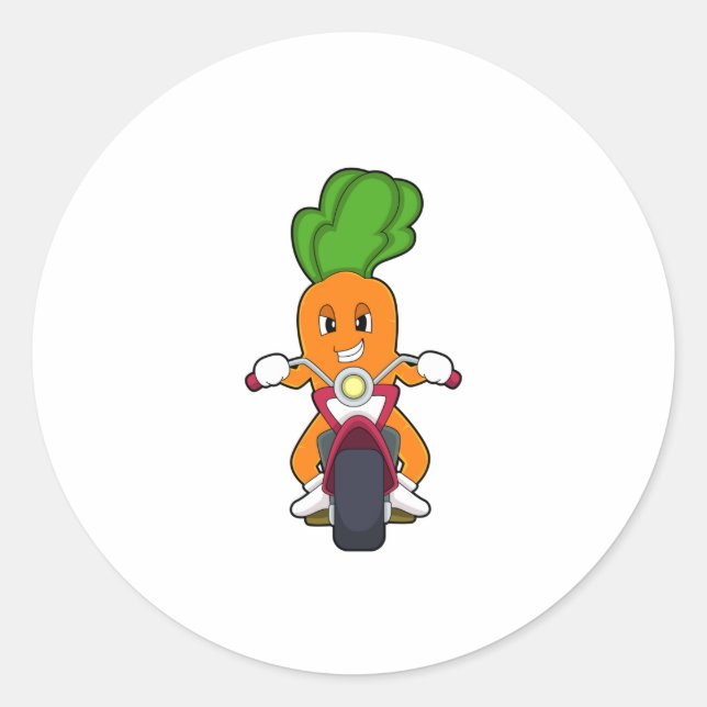 Carrot as Biker with Motorcycle.PNG Classic Round Sticker (Front)