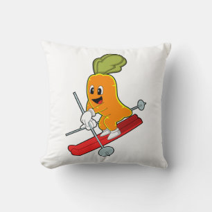 Carrot as Skier with Ski Throw Pillow