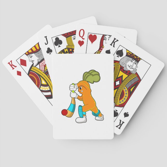 Carrot at Cricket with Cricket bat Playing Cards (Back)