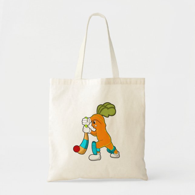 Carrot at Cricket with Cricket bat Tote Bag (Front)
