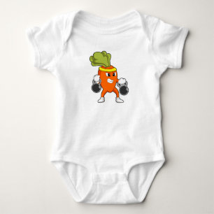Carrot at Fitness with Dumbbells Baby Bodysuit