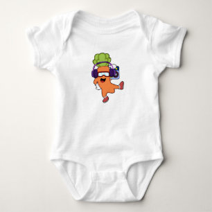 Carrot at Music with Headphone Baby Bodysuit