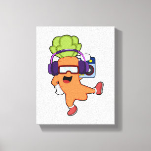Carrot at Music with Headphone Canvas Print