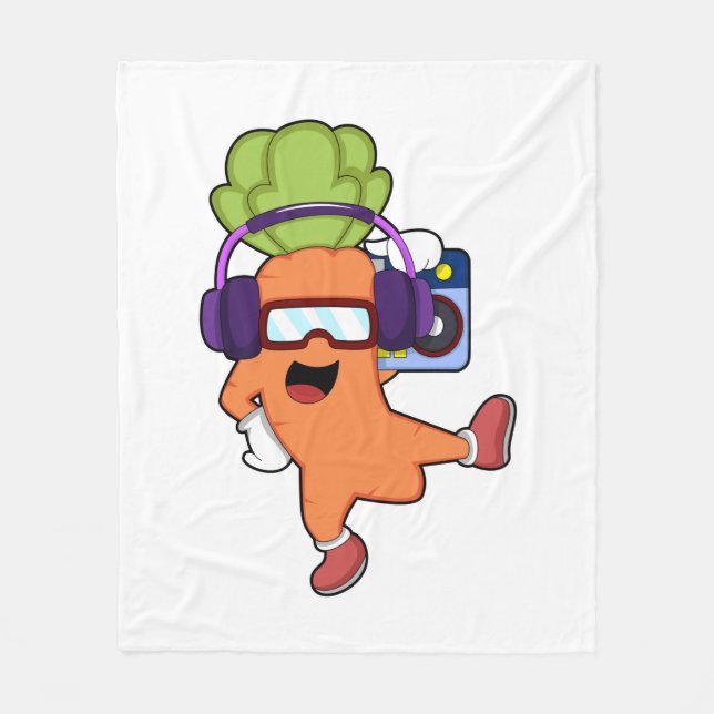 Carrot at Music with Headphone Fleece Blanket (Front)