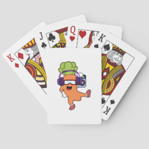 Carrot at Music with Headphone Playing Cards