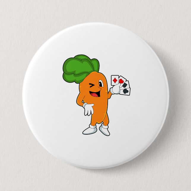 Carrot at Poker with Poker cards 3 Inch Round Button (Front)