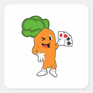 Carrot at Poker with Poker cards Square Sticker