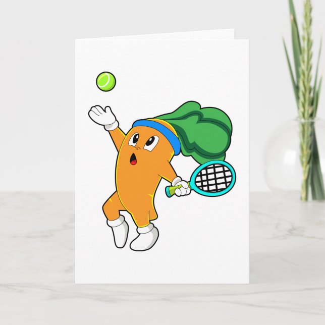 Carrot at Tennis with Tennis racket Card (Front)