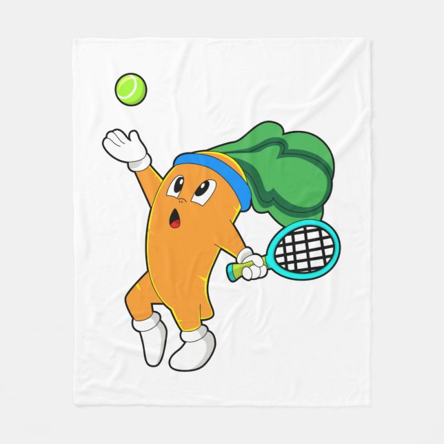 Carrot at Tennis with Tennis racket Fleece Blanket (Front)