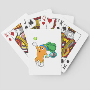 Carrot at Tennis with Tennis racket Playing Cards