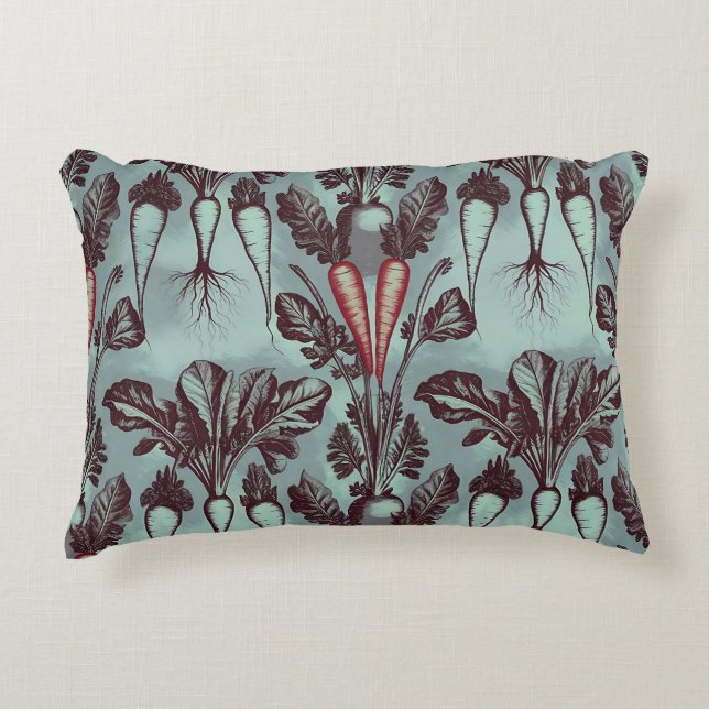 Carrot Beet Radish Parsnip Root System Botanical  Accent Pillow (Front)