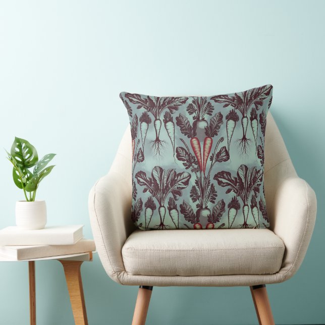 Carrot Beet Radish Parsnip Root System Botanical  Throw Pillow (Chair)