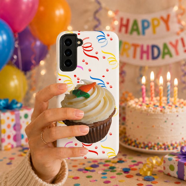 Carrot Cake Cupcake & Confetti Samsung Galaxy S22+ Case (Carrot Cake Cupcake & Confetti Samsung Galaxy Case)