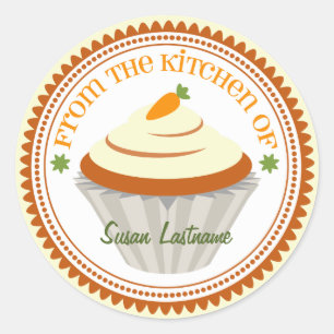 Carrot Cake Cupcake Personalized Kitchen Label