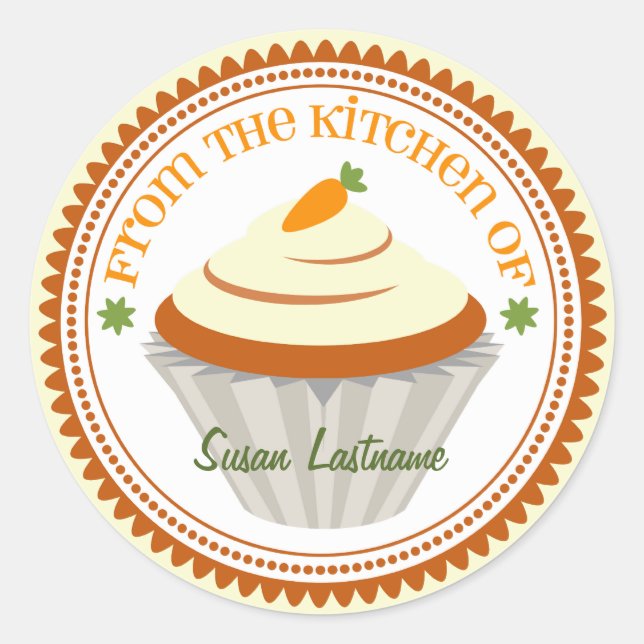 Carrot Cake Cupcake Personalized Kitchen Label (Front)