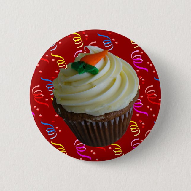 Carrot Cake Cupcake with Confetti 2 Inch Round Button (Front)