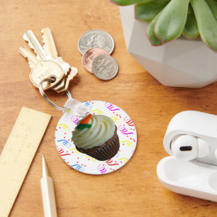 Carrot Cake Cupcake with Confetti Keychain