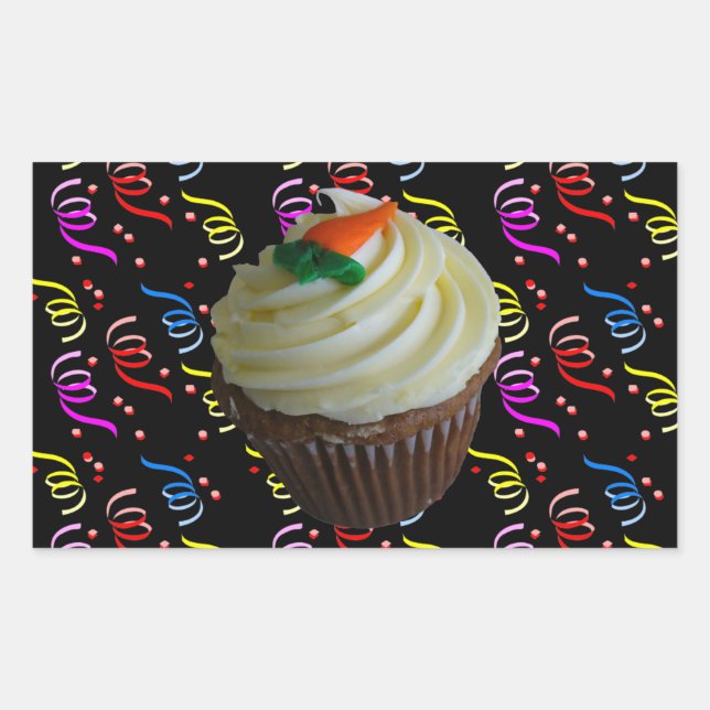 Carrot Cake Cupcake with Confetti Sticker (Front)