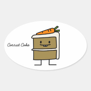 Carrot Cake slice bunny teeth icing dessert Oval Sticker