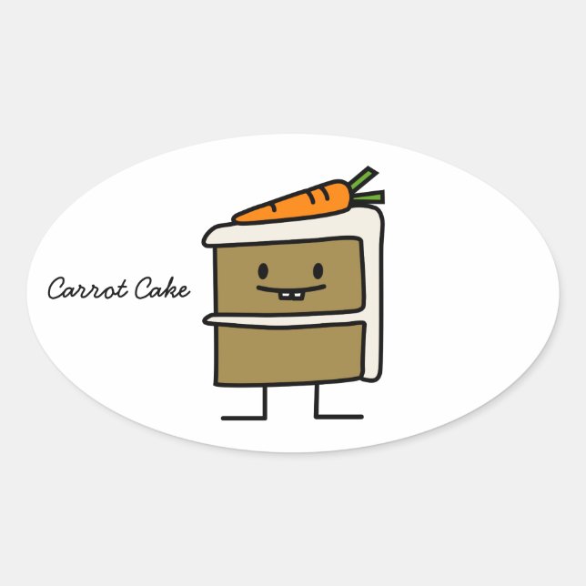 Carrot Cake slice bunny teeth icing dessert Oval Sticker (Front)