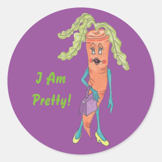 Carrot Cara Glossy Round Sticker (Front)