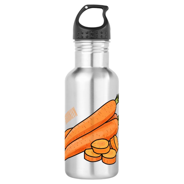 Carrot cartoon illustration 532 ml water bottle (Front)