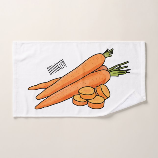 Carrot cartoon illustration bath towel set (Hand Towel)