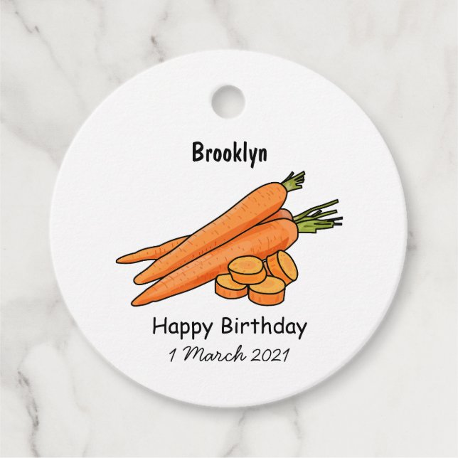 Carrot cartoon illustration favour tags (Front)