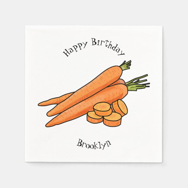 Carrot cartoon illustration napkin (Front)