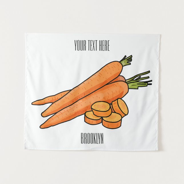 Carrot cartoon illustration tapestry (Front (Horizontal))