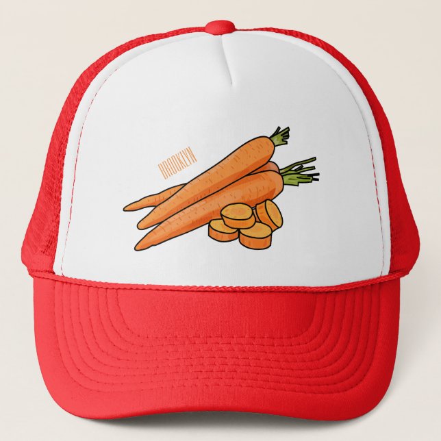 Carrot cartoon illustration trucker hat (Front)