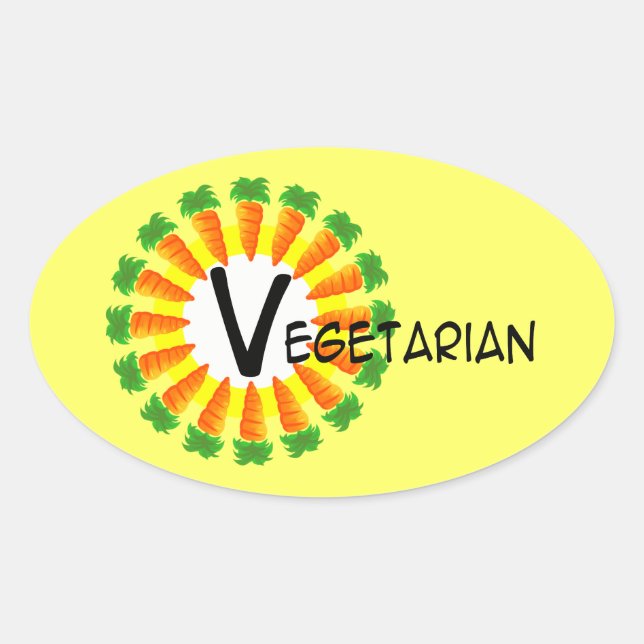 Carrot Circle Sun Vegetarian Oval Sticker (Front)