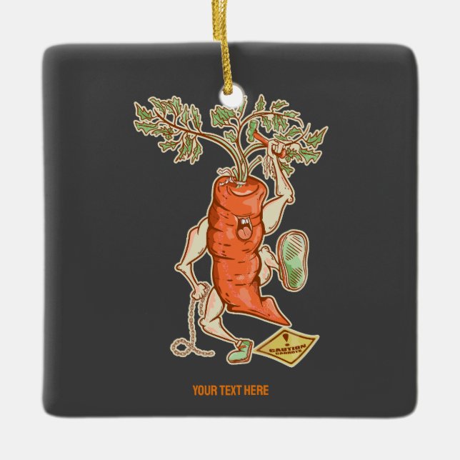 Carrot fighting Funny vegetable Ceramic Ornament (Front)