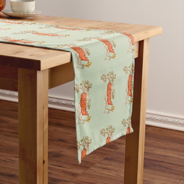 Carrot fighting Funny vegetable Short Table Runner (In Situ)