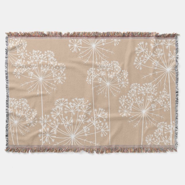 Carrot Flower Silhouette Soft Beige  Throw Blanket (Front)