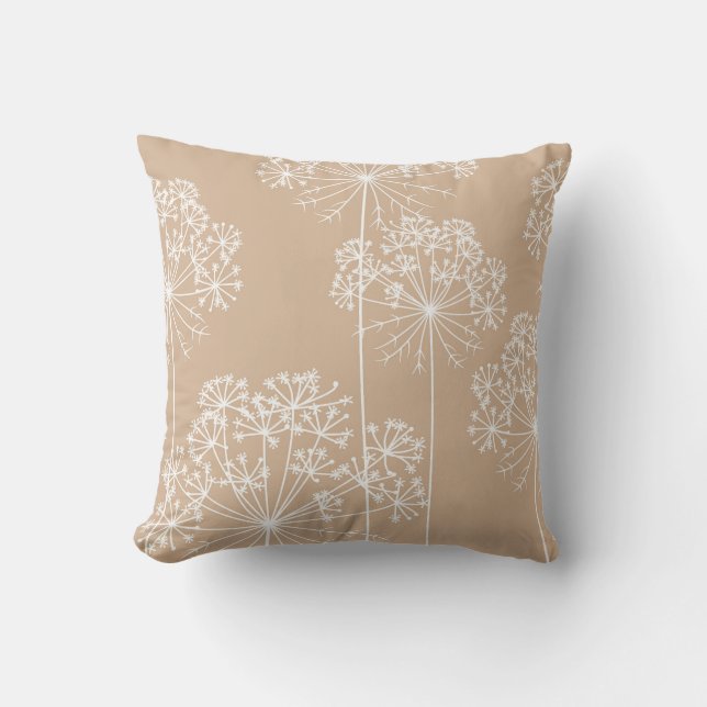 Carrot Flower Silhouette Soft Beige Throw Pillow (Front)